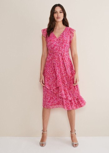 Phase Eight Breesha Floral Midaxi Dress Pink/Multicolor USA | 6371298-RQ